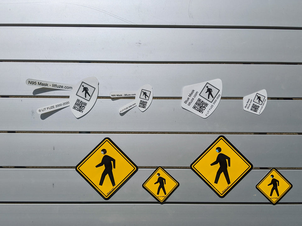 Sticker 8-Pack #litfuze N96 STICKERS & BLUE MSK STICKERS | MSKED PED XING STICKERS | Scrubs Tribute & Msk Collections | © LIT FUZE 2020