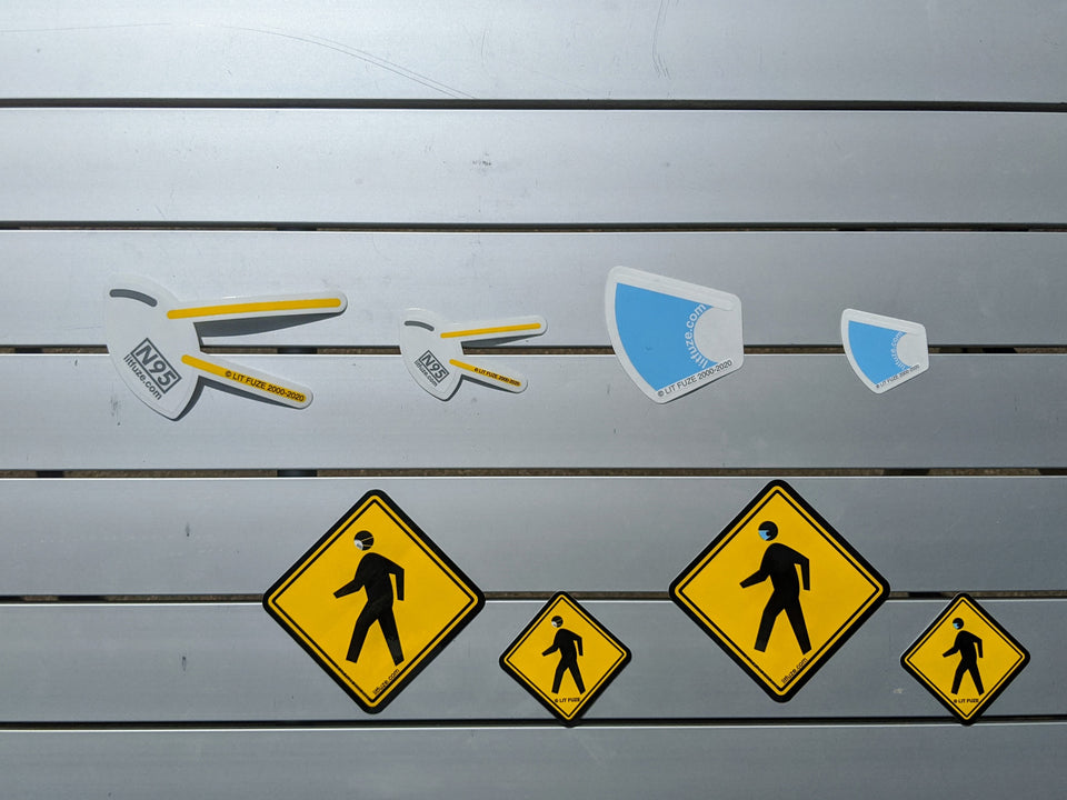 Sticker 8-Pack #litfuze N96 STICKERS & BLUE MSK STICKERS | MSKED PED XING STICKERS | Scrubs Tribute & Msk Collections | © LIT FUZE 2020