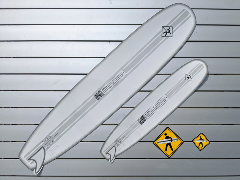 Sticker 4-Pack #litfuze LONGBOARD SURFBOARD STICKERS & SURFER PED XING STICKERS | 20th Anniversary Vintage Collection | © LIT FUZE 2000-2020