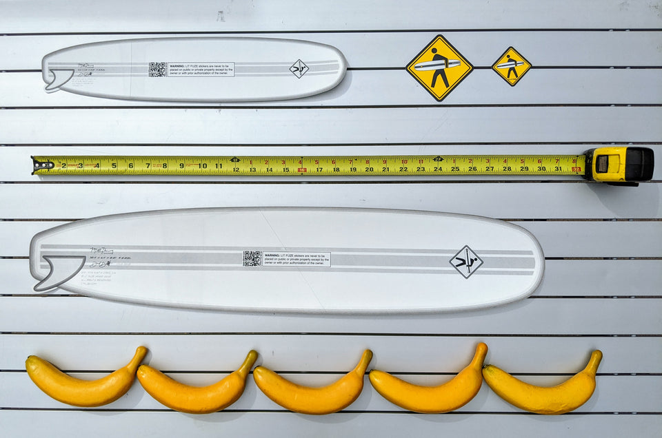 Sticker 4-Pack #litfuze LONGBOARD SURFBOARD STICKERS & SURFER PED XING STICKERS | 20th Anniversary Vintage Collection | © LIT FUZE 2000-2020