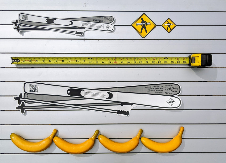 Sticker 4-Pack #litfuze SKIS & POLES STICKERS & SKIER PED XING STICKERS | 20th Anniversary Vintage Collection | © LIT FUZE 2000-2020