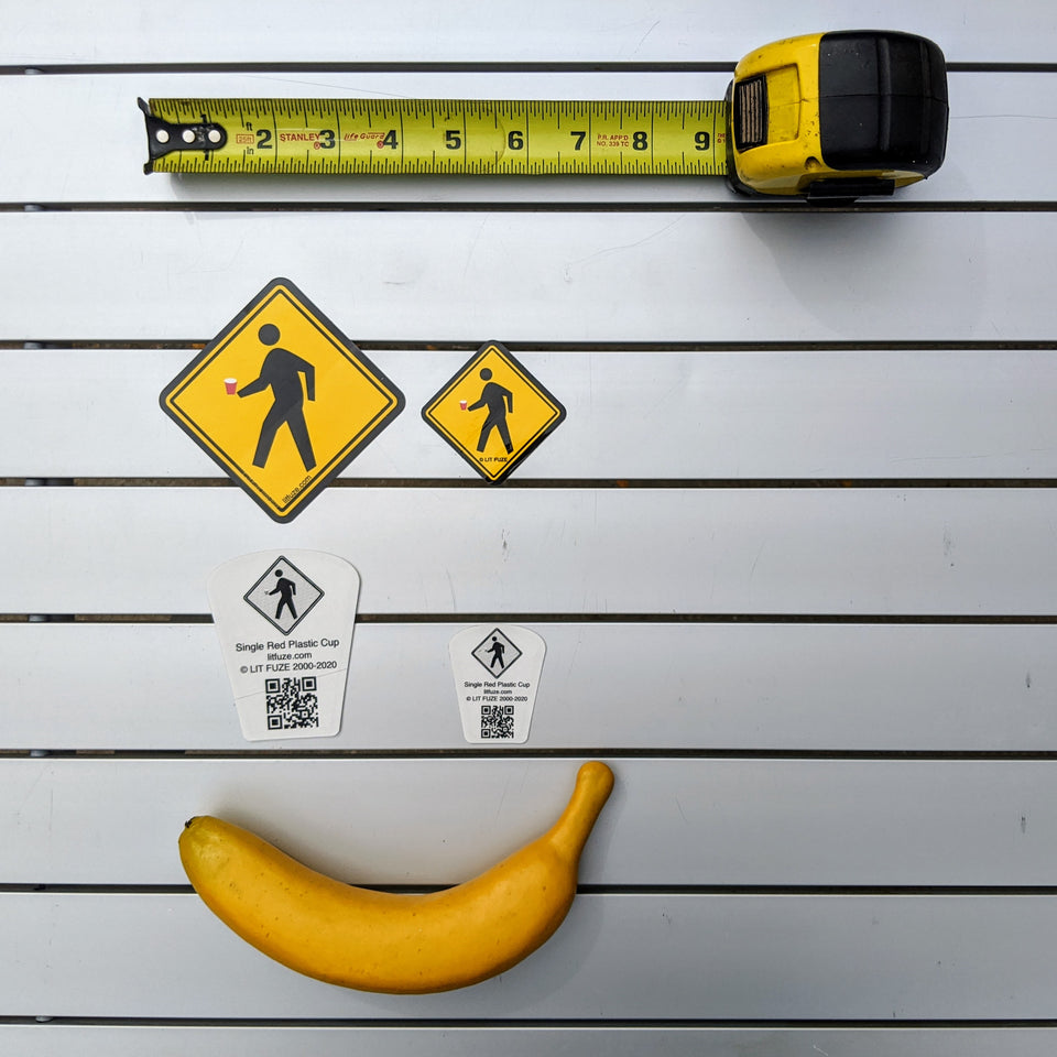 Sticker 4-Pack #litfuze SINGLE RED PLASTIC CUP STICKERS & "Solo Parody" PED XING STICKERS | META Collection | © LIT FUZE 2000-2020