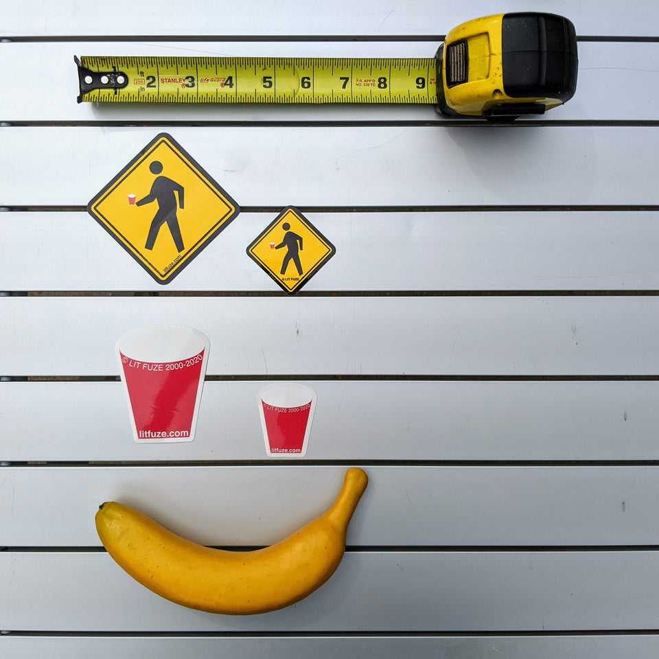 Sticker 4-Pack #litfuze SINGLE RED PLASTIC CUP STICKERS & "Solo Parody" PED XING STICKERS | META Collection | © LIT FUZE 2000-2020