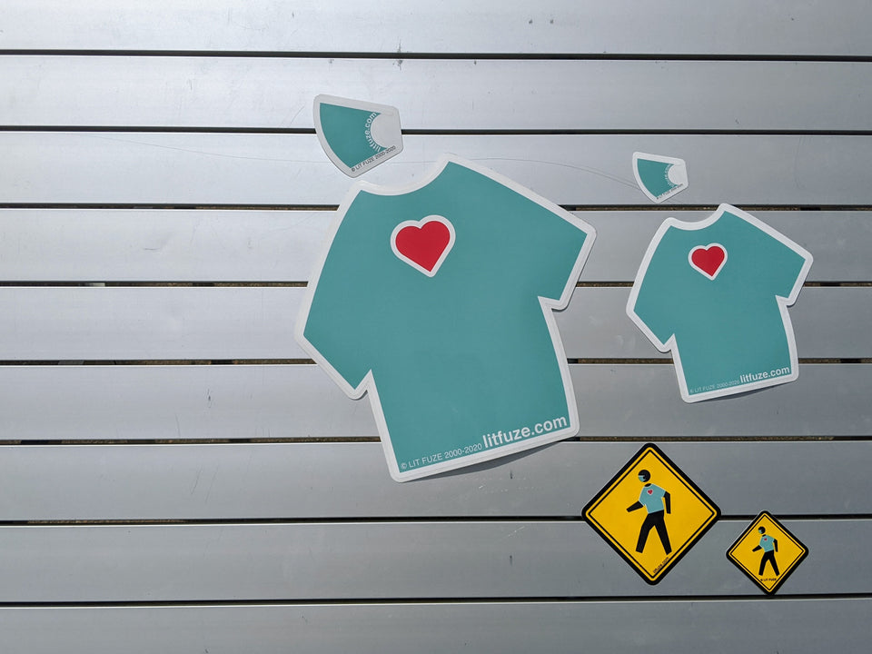 Sticker 6-Pack #litfuze SCRUBS Heart Shirt & Msk STICKERS & SCRUBS PED XING STICKERS | Scrubs Tribute & Msk Collections | Thank you | © LIT FUZE 2020