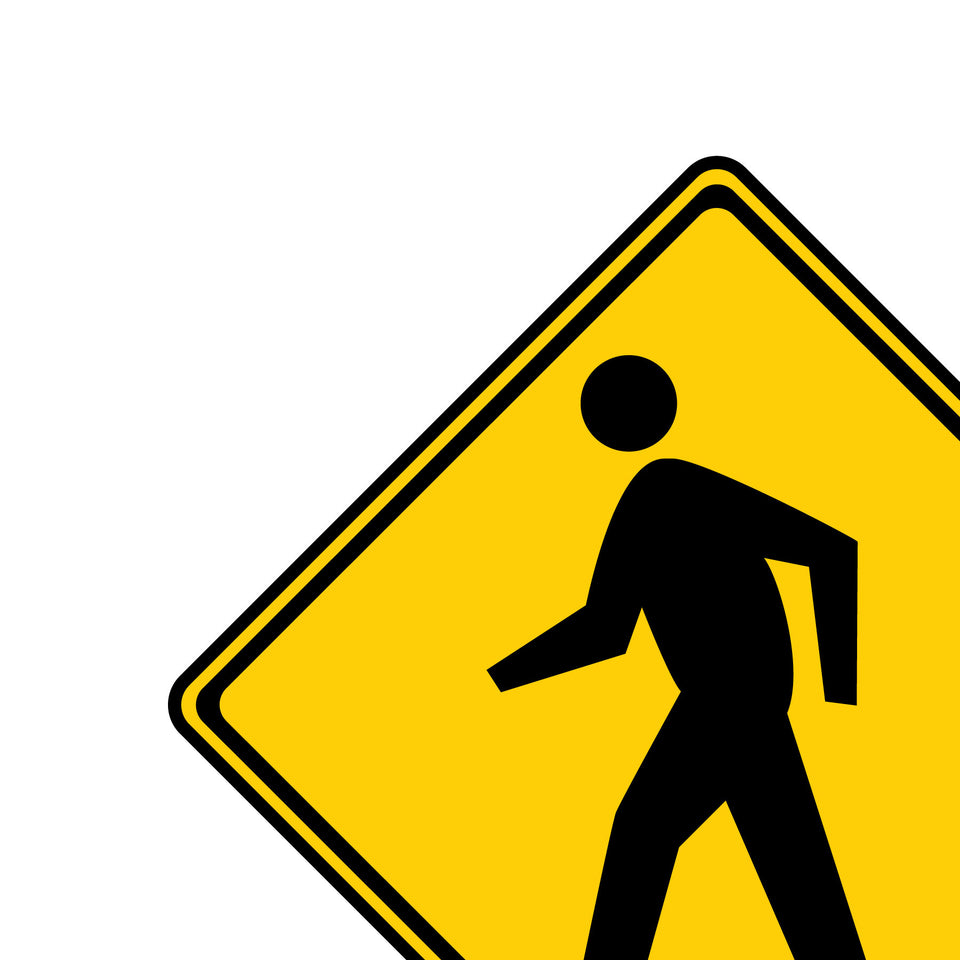 Sign 30" Extra-Large Aluminum Govt. Grade W11-2 PEDESTRIAN XING SIGN (MUTCD) Compliant | LIT FUZE Pedestrian Crossing Ped Xing Signs